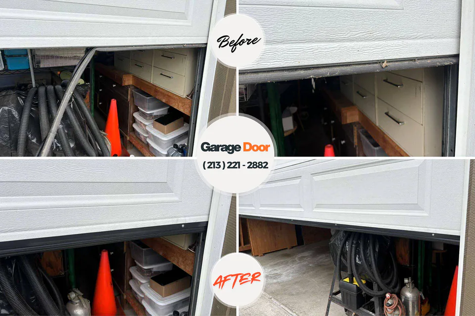 Before and after: garage door repair Milan, IL